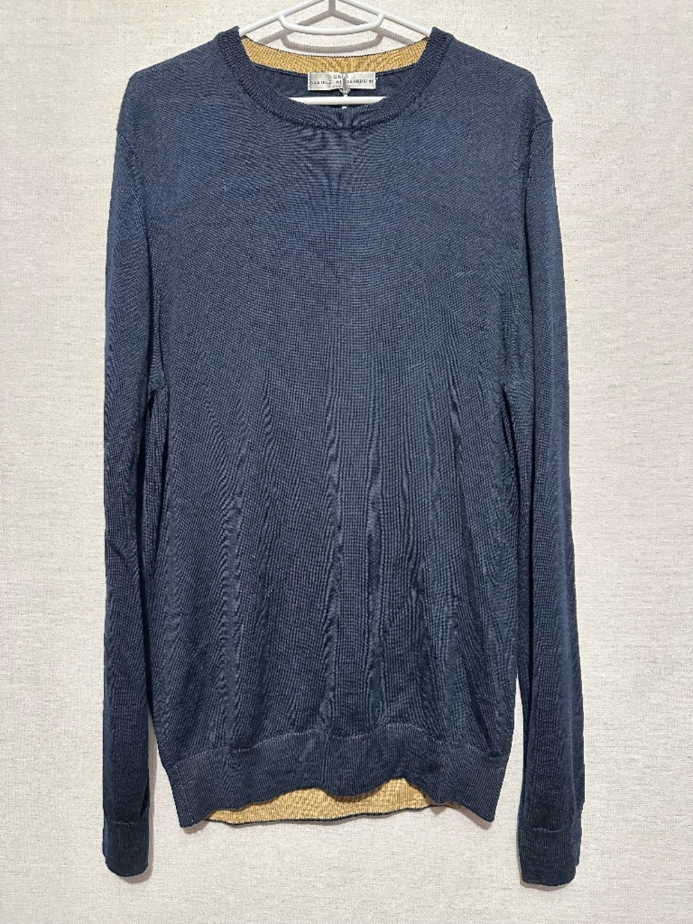 NWT Grey Daniele Alessandrini Crewneck Patch Wool/Acrylic Sweater - size L